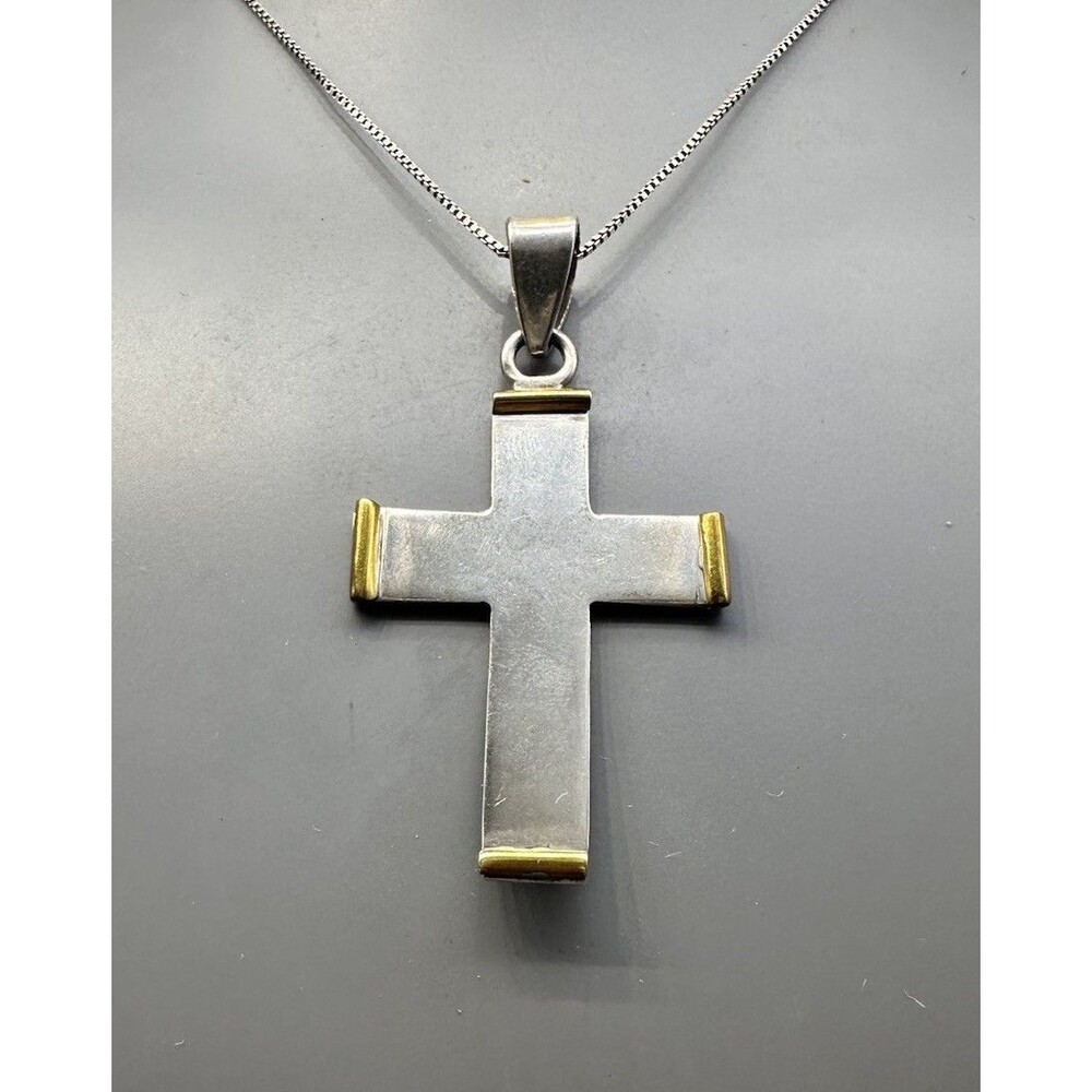 Vtg Taxco Mexico Artisan 925 Sterling Silver Religious Cross Pendant